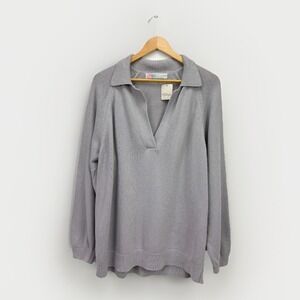 FP Beach Free People NWT Drea Sweater Sz‎ S Oversized Collared Quiet Grey Cotton